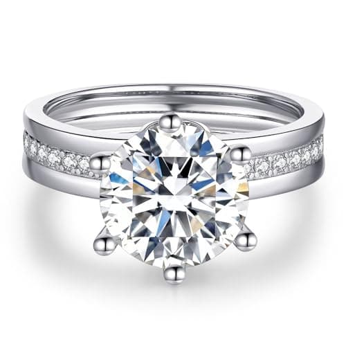 LuluRell Moissanite Promise Rings for Women, S925 Sterling Silver 6 Prong Solitaire D Color VVS1 Clarity Round Cut
