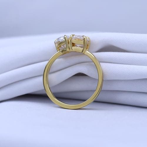 Wishrocks VVS1 1.75 CT EMERALD & PEAR Moissanite Engagement Ring in 14K Gold Plated Silver