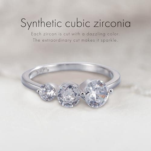 Onlyfine 925 Sterling Silver Minimalist Diamond Ring | Dainty Zircon Inlay | Hypoallergenic Everyday Gift for Women