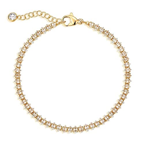 MEVECCO 14K Gold Plated Dainty Chain Bracelet for Women