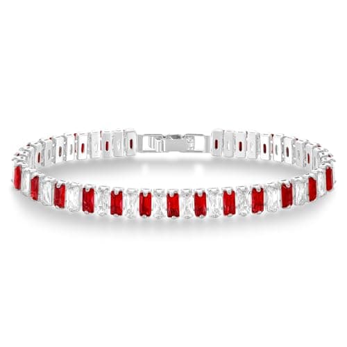 KELORIS PATH Women's 14K Gold Plated White Gold CZ Tennis Bracelet