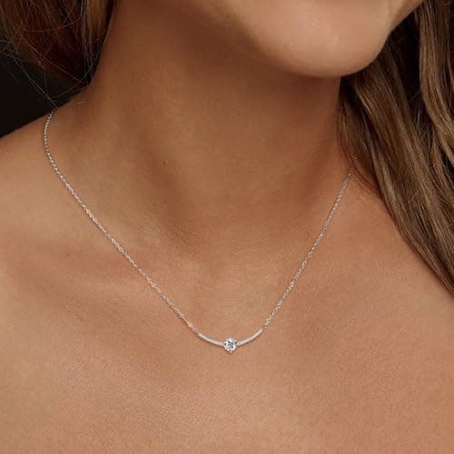 AINUOSHI Solitaire Smile 14K Gold Plated Moissanite Pendant Necklace