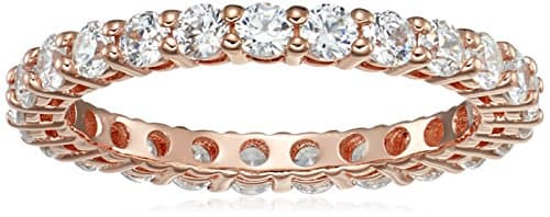 Amazon Essentials Sterling Silver Gold Plated Infinity Band Ring Set with Cubic Zirconia