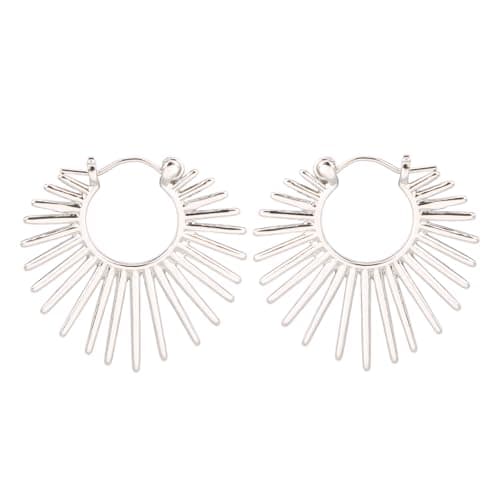 BaubleStar Sunburst Hinged Hoop Statement Earrings