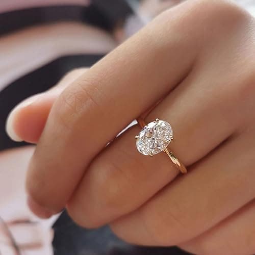 Michooyel 18K Gold 2ct Oval Cut Moissanite Engagement Rings for Women VVS Clarity Fine Jewelry