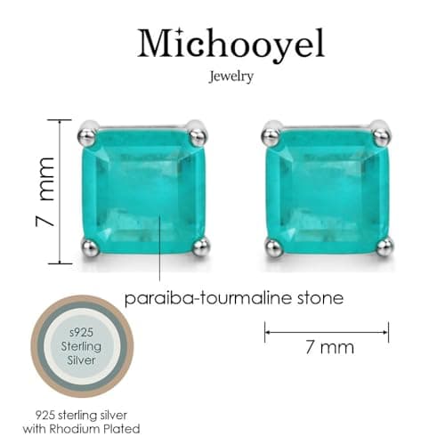Michooyel S925 2ct Paraiba Stud Earrings for Women