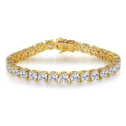 MDFUN Cubic Zirconia Bracelet 18K Gold Plated 6-8.5 inches