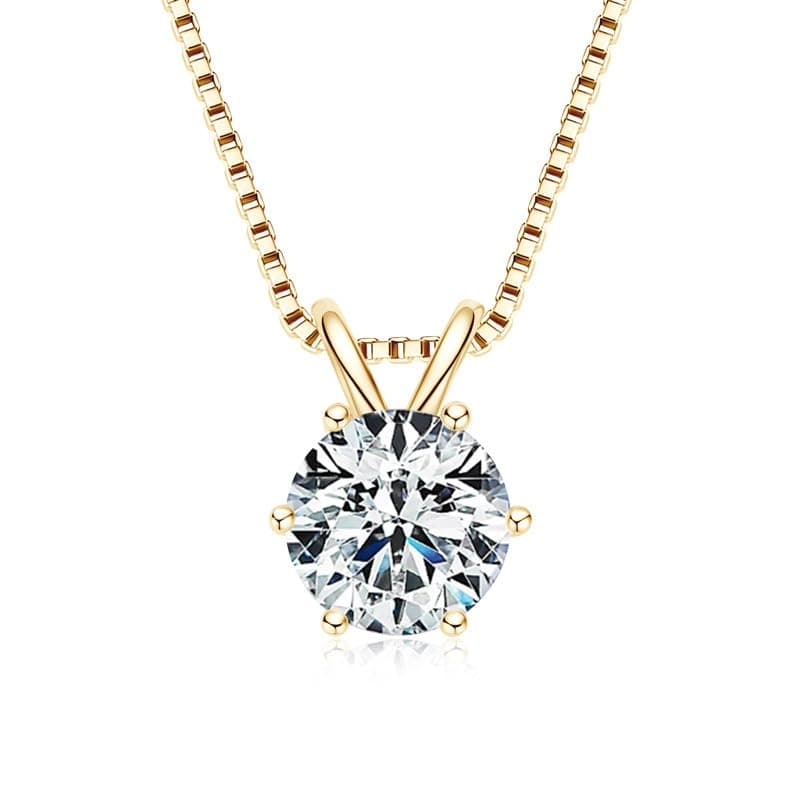 18K gold or white gold moissanite 1 carat circular cut pendant necklace for women, holiday gift with box
