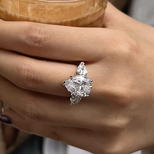 Michooyel S925 5.0ct Pear Cut Diamond Engagement Ring for Women