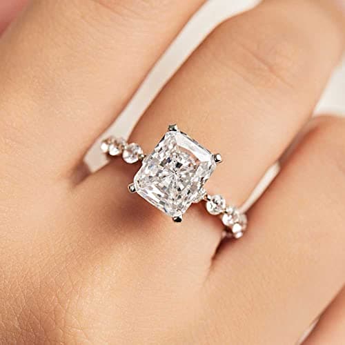 Michooyel S925 4ct Radiant Cut Cubic Zirconia Engagement Rings For Women