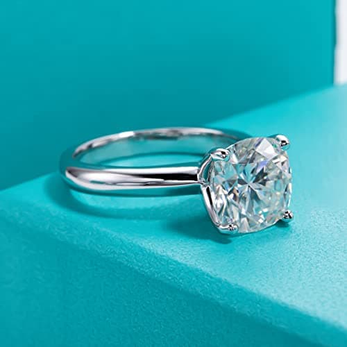 AnuClub Emerald Moissanite Engagement Ring, 925 Sterling Silver, Eternity Wedding Band