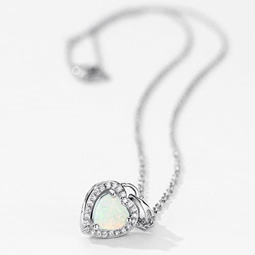 Michooyel Opal Sterling Silver Heart Pendant Stud Earrings Jewelry for Women