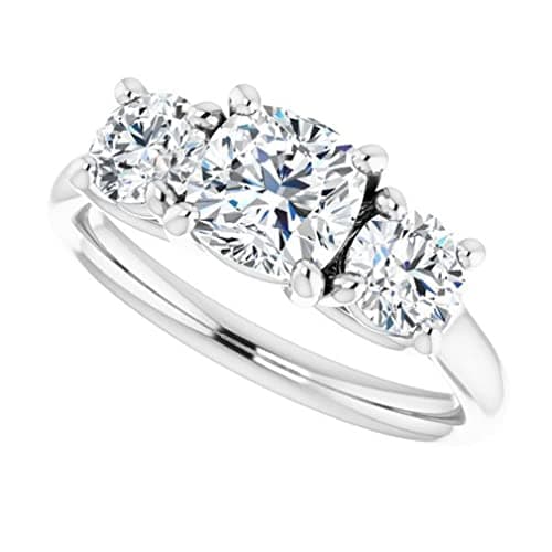 Moissanite Diamond Three Stone Engagement Ring for Women