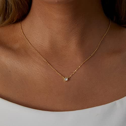 MIDEEO CZ Diamond Layered Pendant Necklace for Women