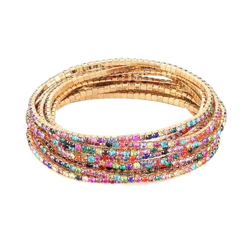 HZMAN Dainty 14K Gold Plated Stretch Bracelet Set for Women
