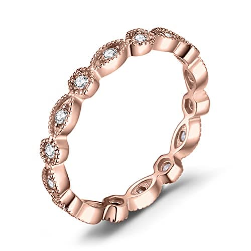 JewelryPalace 14K Gold Plated 925 Sterling Silver Cubic Zirconia Promise Rings for Women