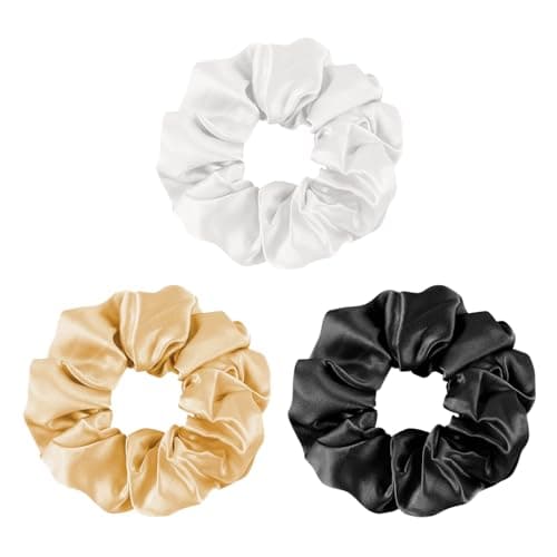 Mulberry Silk No-Damage Scrunchies for Curly Hair, 3 Pack