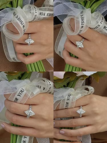 Michooyel S925 6ct Marquise Cut Cubic Zirconia Engagement Ring & Wedding Band for Women