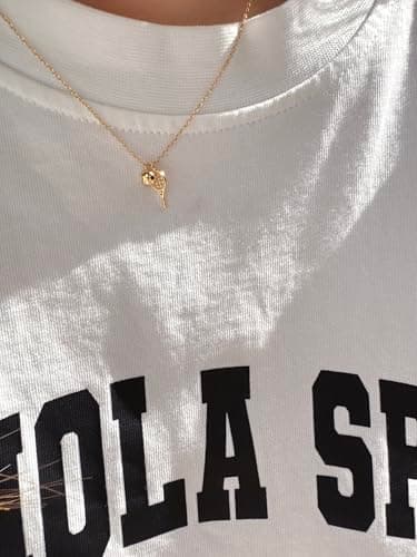 Omnzon 18K Gold Dipped Tennis Racket Necklace with Ball Charm