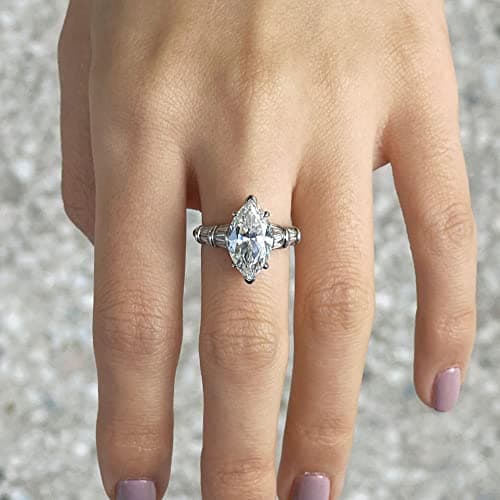 Michooyel S925 6ct Marquise Cut Cubic Zirconia Engagement Ring & Wedding Band for Women