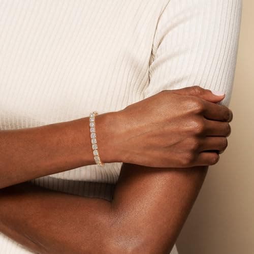 FANCIME 18K Gold Plated Moissanite Tennis Bracelet 4.7-19 Carats
