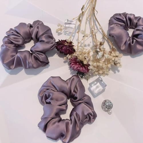 6 Color Purple Pure Mulberry Silk Scrunchies for Women Girls