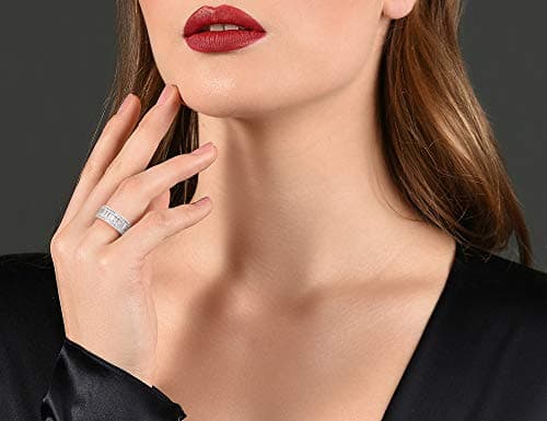 Savlano 18K Gold Plated 8MM Emerald Cut CZ Eternity Ring for Women