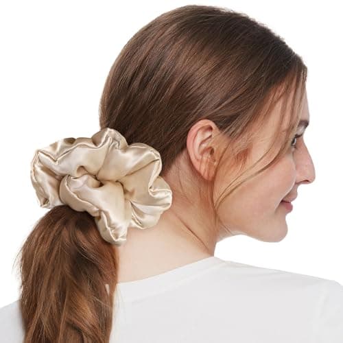 LilySilk Rosy Pink Oversized Mulberry Silk Scrunchies for Big Hair