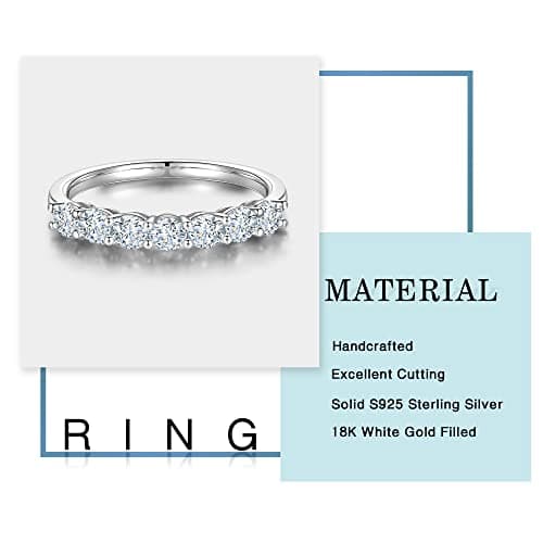 MOOSEA 7 Stone Moissanite Ring for Women, 18K Gold Filled Jewelry