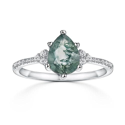 Aquatic Agate Promise Ring - Women's Sterling Silver Jewelry