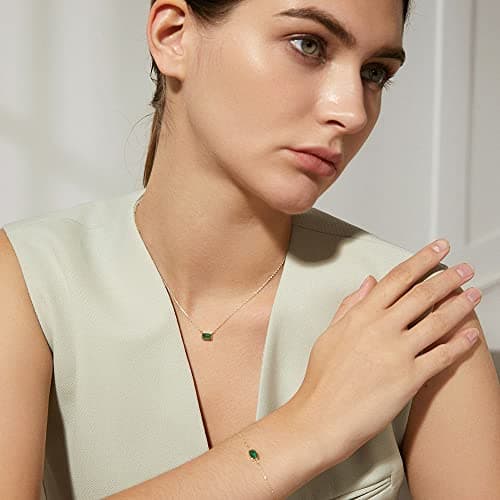 Michooyel S925 1.2ct Lab-created Emerald Necklace for Women