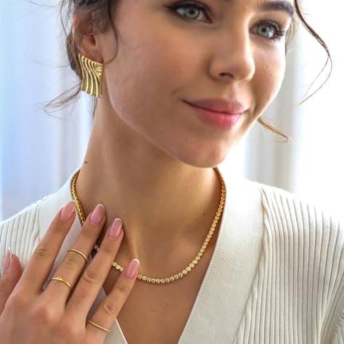Elegant 14K Yellow Gold Bezel Round CZ Tennis Necklace | 3 Carat | Bridal Jewelry