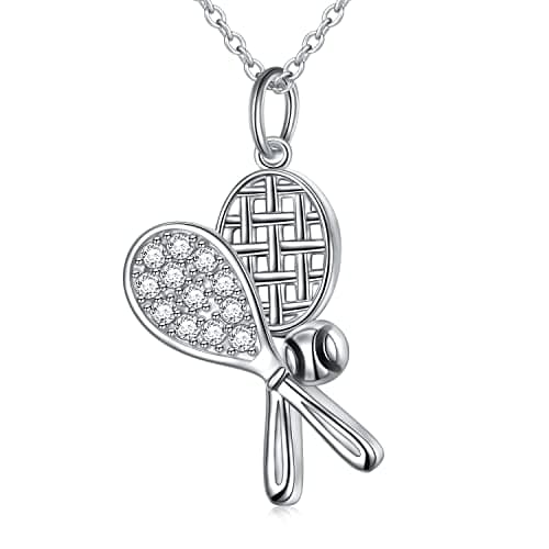 DAOCHONG S925 Sterling Silver Tennis Racket Pendant Necklace Gift