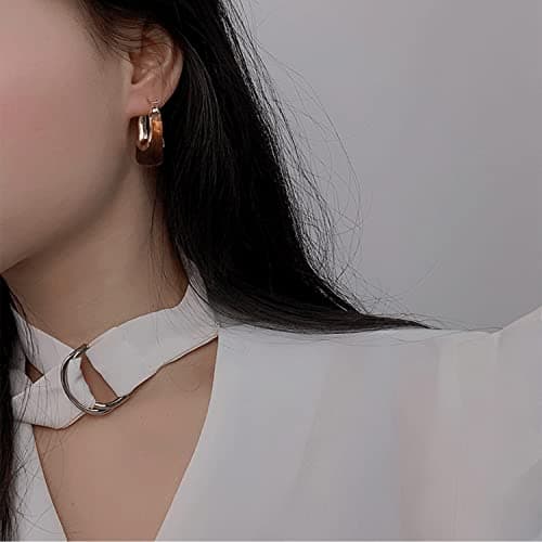 NORLSO Chunky Clear Retro U-Shaped Hoop Minimalist Square Resin Huggie Earrings