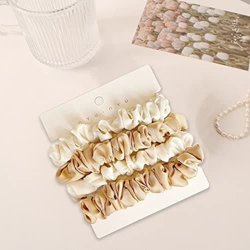 Satin Hair Scrunchies Set, 4Pcs Silk Ponytail Holders for Women Girls