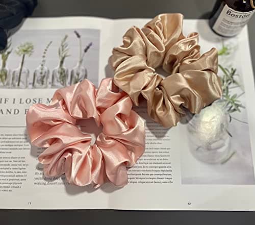 XL Satin Scrunchies for Thick Hair - Oversized Silk Hair Ties for Women Girls