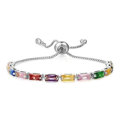KissYan 14K Gold Plated Cubic Zirconia Adjustable Slider Tennis Bracelet