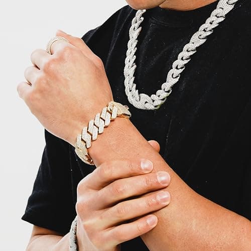 TopGrillz 14K Gold Plated Diamond Cuban Bracelet for Men & Women