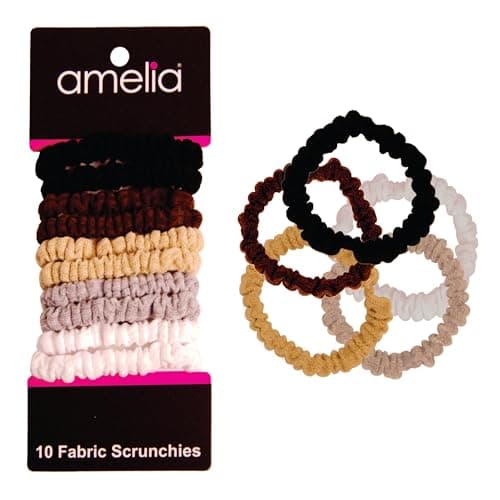 Amelia Beauty 10-Pack Pastels Ribbed Scrunchies – Strong Hold, No-Snag, All Hair Types!