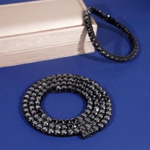 316 Stainless Steel Black Moissanite Bracelet, 4/5mm Tennis Style Lab Grown Jewelry
