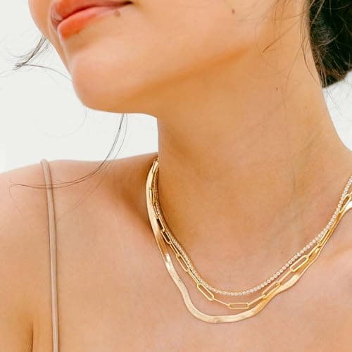 FISSEN JEWELRY Women's 14K Gold/Silver Plated Diamond Choker Necklace