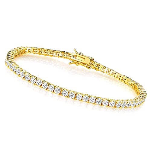 MDFUN Cubic Zirconia Bracelet 18K Gold Plated 6-8.5 inches