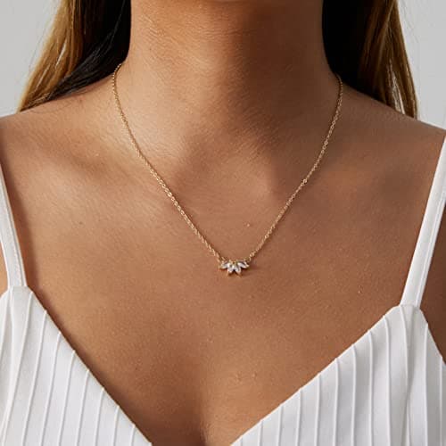 MIDEEO CZ Diamond Layered Pendant Necklace for Women