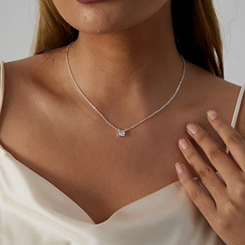 MIDEEO CZ Diamond Layered Pendant Necklace for Women