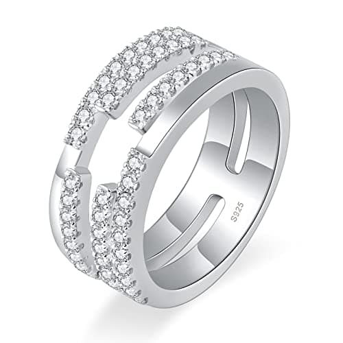 VAXOJEL D Color VVS1 Moissanite Engagement Ring 18K White Gold Plated Sterling Silver
