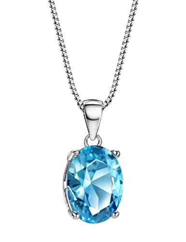 Michooyel 925 Sterling Silver 2.6ct Topaz Solitaire Pendant Necklace for Women
