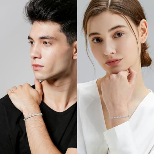 KRKC&CO 2/3/4mm Sterling Silver Tennis Bracelets, 14k Gold/White Gold Plated, Iced Out CZ