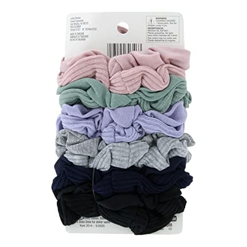 Scunci Original Textured Scrunchies - Pastel &Neutral, No Damage for All Hair Types (12 Pack)