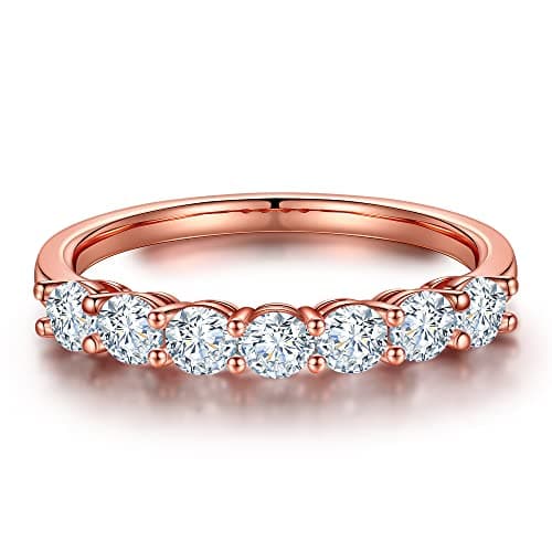 MOOSEA 7 Stone Moissanite Ring for Women, 18K Gold Filled Jewelry