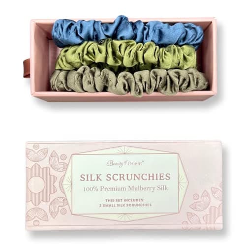 Premium 25 Momme Mulberry Silk Scrunchies | Bedrock, Midnight, Champagne (3 Medium)